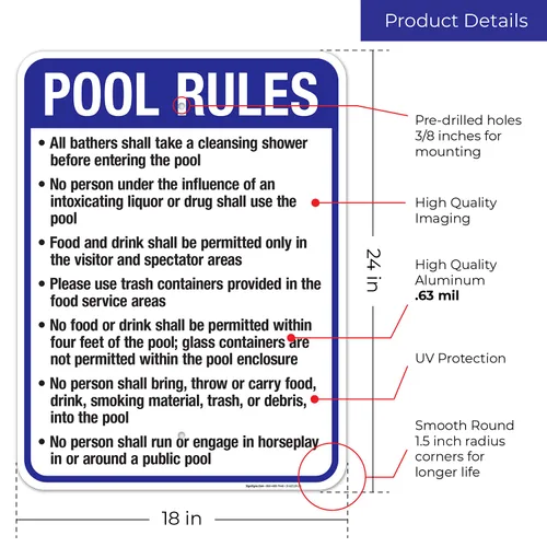 Vista 3 de New Mexico Pool Rules Sign, Complies with State of New Mexico Pool Safety