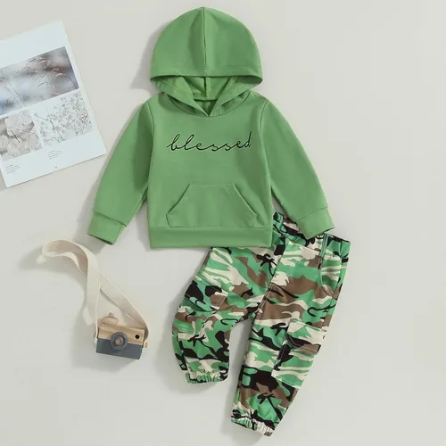 Vista 3 de Ropa para bebés y niñas pequeñas con estampado de letras 12, 18M, 2, 3, 4, 5T, trajes de otoño e invierno, suéter de manga larga con capucha