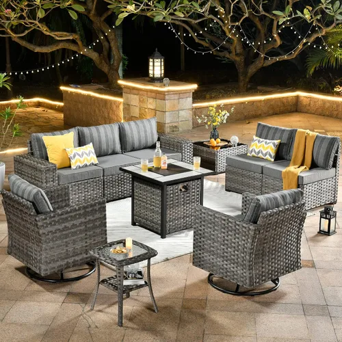 Vista 36 de HOOOWOOO Outdoor Patio Sectional Furniture Sofa Set with Widened Armrest,6 Piece Small Modern Wicker Couch,Modular L Shaped Conversation Seating Set