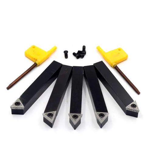 Vista 3 de OSCARBIDE 1/2 "Mini torno de carburo indexable portaherramientas de torneado 5 piezas/juego, herramientas de corte de torno de metal con insertos