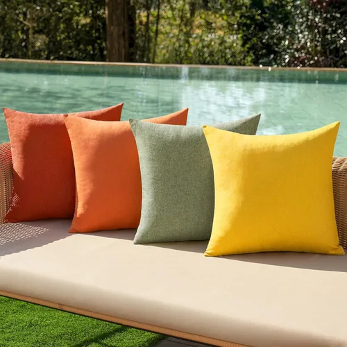 Vista 7 de MIULEE - Paquete de 4 fundas decorativas de cojín para exterior, de lino, impermeables, para jardín, patio, tienda de campaña, balcón, sofá, 16 x 16