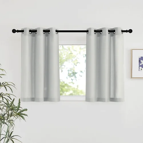 Vista 204 de NICETOWN - Cortinas de lino angora para ventana de cocina sobre el fregadero, con ojales, lino grueso angora, tratamientos cortos para ventanas