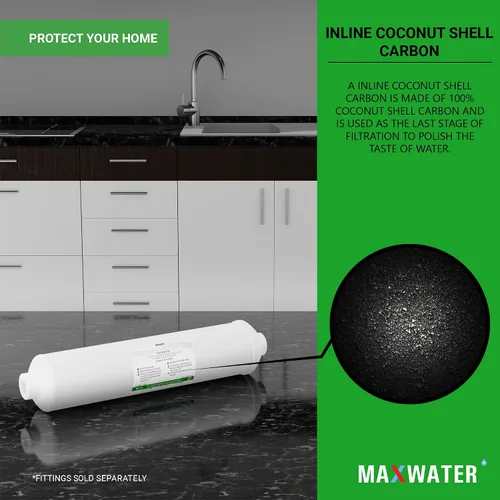 Vista 5 de Reemplazo del filtro de agua de carbón postactivado – Filtro en línea de 5 micras – Filtro de carbono en línea de 10 pulgadas – Bajo fregadero