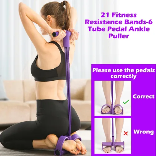 Vista 6 de 21 Bandas de Resistencia para Fitness - 6 Tubos con Pedal Extractor de Tobillo, Cuerda de Tensión Multifunción Mejorada 2025, Equipo de Gimnasio