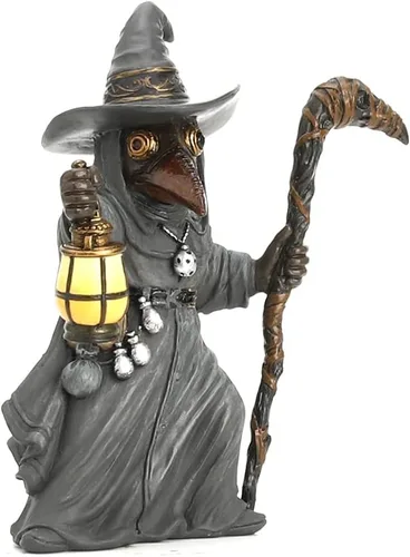 Vista 2 de Veronese Design Figura de resina pintada a mano de 5 1/2 pulgadas de alto, mago de la peste miasma, doctor steampunk, escultura de resina