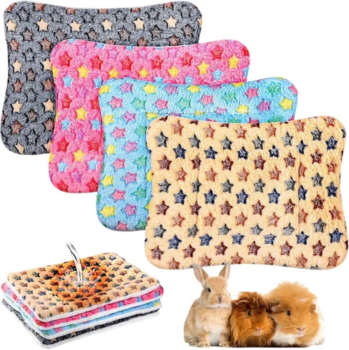 Vista 15 de Haull - Juego de ropa de cama impermeable de conejillo de indias, suave para perro y gato, tapete de felpa para jaula de animales pequeños, conejo