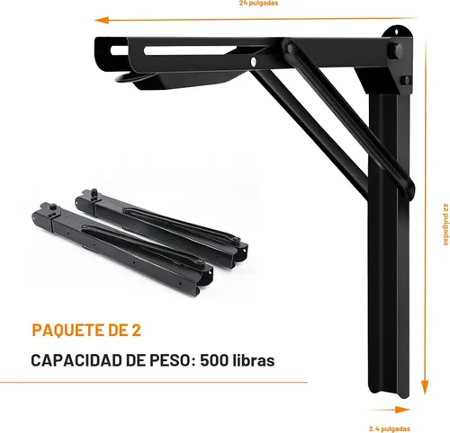 Vista 2 de Wallmaster Soportes de estante plegables de 24" para montaje en pared