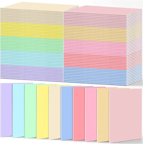 Vista 13 de Handepo 100 paquete de cuadernos de composición A5/A6 con líneas rayadas, cuadernos de composición de cartón Kraft a granel con cubierta suave