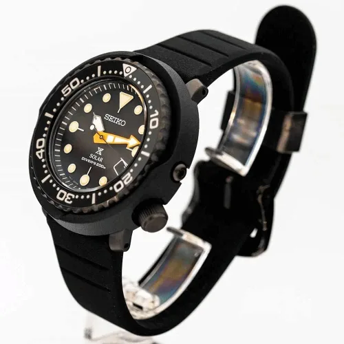 Vista 3 de Seiko Prospex Solar Divers - Reloj de la serie negra de edición limitada de 6562ft SNE577P1 Negro Deportes
