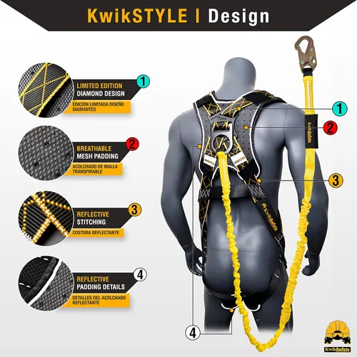 Vista 2 de KwikSafety - SCORPION Safety Harness [w/Attached 6ft Lanyard] Safety Harness Fall Protection Kit ANSI OSHA