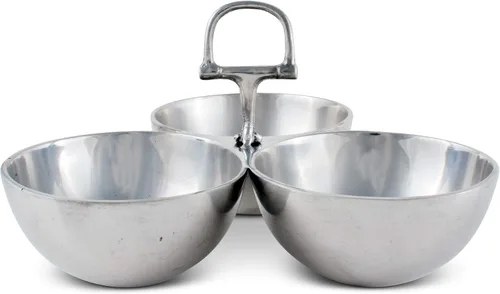 Vista 4 de Arthur Court Equestrian Horse - Juego de 3 tazones de nueces para dulces, aluminio fundido pulido a mano, 5.5 pulgadas de alto x 9 pulgadas de ancho