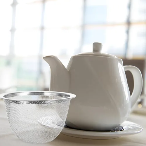 Vista 4 de Operitacx Infusor de filtro de té de acero inoxidable resistente para té de hojas sueltas, inserto de malla para teteras de 2.83 pulgadas