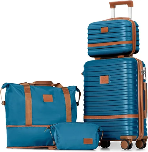 Vista 26 de Juego de maletas Joyway de 3 piezas, juego de maletas extensibles de cabina con rueda giratoria, juego de maletas de carcasa dura con candado TSA
