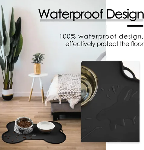 Vista 7 de Super Design Dog Food Mat Bowl Mat for Floors Waterproof Silicone Cat Dog Feeding Mat for Food and Water Pet Placemat Non Spill Puppy Dish Tray Non