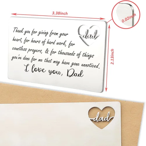 Vista 7 de YODOCAMP Tarjeta de billetera con texto en inglés "Thank You Dad", tarjeta de cartera grabada para mi papá de hija e hijo, cumpleaños, día