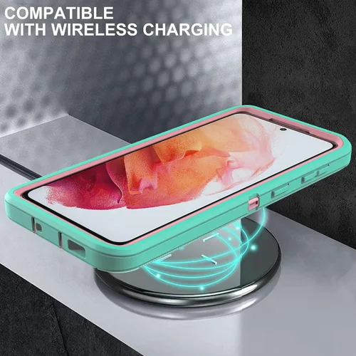 Vista 7 de Funda para Galaxy S21, S21 con protector de pantalla de TPU flexible autorreparable [2 unidades], funda de protección 3 en 1 resistente para Samsung