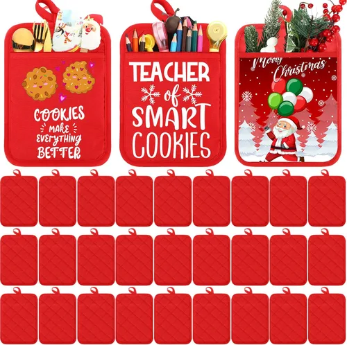Vista 16 de Hoolerry 20 Piezas Agarraderas para Ollas con Bolsillo Sublimación 7x9'' Algodón Agarraderas para Ollas de Horno al Por Mayor con Lazos para Colgar