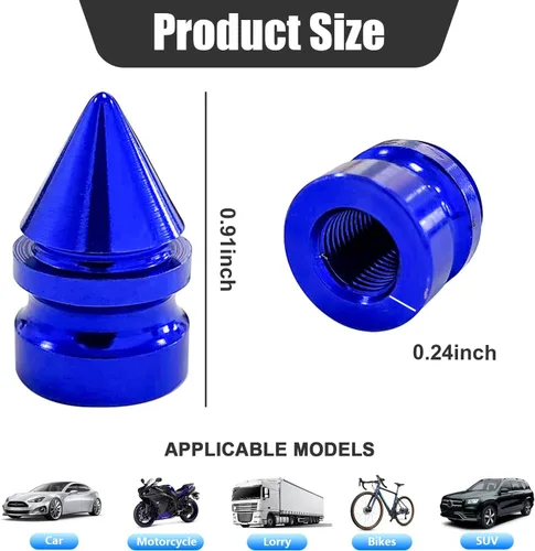 Vista 2 de Ziciner 4 piezas de tapas para válvulas de neumáticos de automóvil, accesorios de aleación de aluminio con espigas para neumáticos, cubiertas