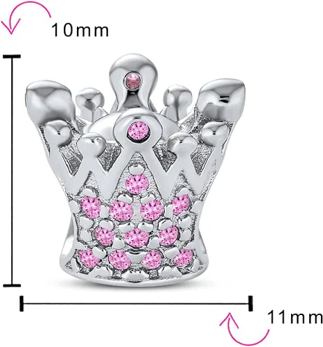Vista 3 de Anillo personalizado de corona de corazón de princesa, cristal rosa, reina, abejorro, cuento, princesa, castillo, abalorios, cuentos, cuentas