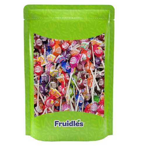 Vista 3 de Fruidles Mini Pops - Chupones de piruletas, sabores surtidos, lácteos certificados Kosher, envueltos individualmente, bolsa resellable (2 libras)
