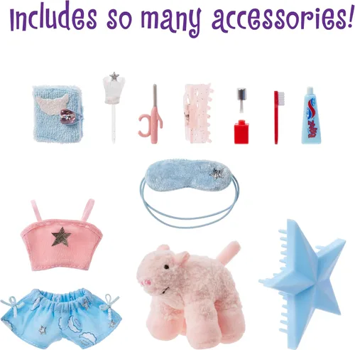 Vista 4 de Bratz Slumber Party Cloe - Muñeca de moda con 2 juegos de pijamas, felpa y accesorios