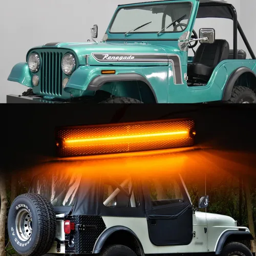 Vista 4 de Luces de marcador laterales LED de repuesto para 1972-1986 J'eep CJ5 CJ7, 1984-1991 Grand Wagoneer J10 J20 Pickup ámbar delantero rojo trasero