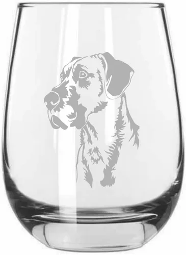 Vista 111 de Shar Pei (chino) - Vaso de vino sin tallo grabado para perro, 15.25 onzas