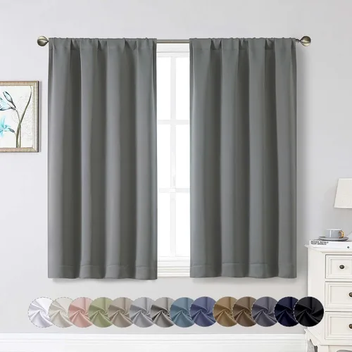 Vista 241 de Cortinas opacas para dormitorio, sala de estar, juego de 2 paneles de 54 pulgadas de largo, cortinas de oscurecimiento de habitación con aislamiento