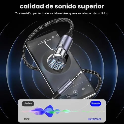 Vista 6 de MOSWAG Cable XLR a 0.1 in de 3 pies, cable hembra de 1/8 pulgadas a XLR, cable TRS de 1/8 pulgadas a micrófono hembra de 3 pines, estéreo