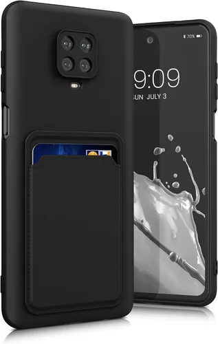 Vista 8 de kwmobile Funda compatible con Xiaomi Redmi Note 9S / 9 Pro / 9 Pro Max - Funda para teléfono TPU con tarjetero - Negro mate