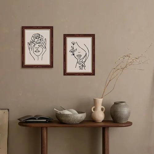 Vista 5 de ORIGACH 9 PCS 11.8x11.8 pulgadas Plantillas Abstractas Minimalistas Modernas de Mujeres, Patrón de Cara Femenina Floral Plantillas Grandes de PET