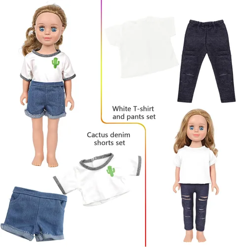 Vista 6 de MSYO 10 juegos (19 piezas) de ropa de muñeca para muñecas de 17 a 18 pulgadas, trajes diversos
