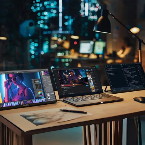Vista 7 de Kado Monitor portátil de 15.6 pulgadas FHD 1080p, carga inversa de 45 W, USB-C mini-HDMI, monitor para juegos, pantalla IPS altavoces integrados