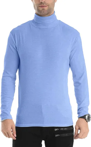 Vista 116 de Camiseta de manga larga para hombre, ajustada, ligera, con cuello de tortuga
