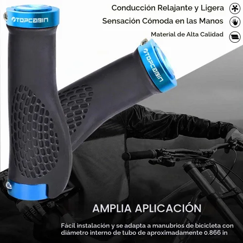 Vista 4 de Puños ergonómicos de manubrio de bicicleta, de Topcabin, con amplia superficie de agarre