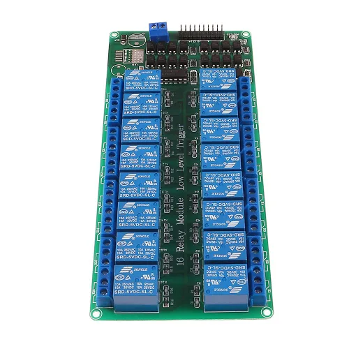 Vista 3 de ACEIRMC 5 V 16 canales Módulo de placa de interfaz de relé con optoacoplado LED LM2576 de alimentación para Arduino Kit de bricolaje PiC ARM AVR