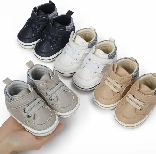 Vista 38 de COSANKIM Zapatos deportivos para bebé niño y niña, zapatos de tobillo altos, antideslizantes, suela suave, zapatos de cuna para niños pequeños