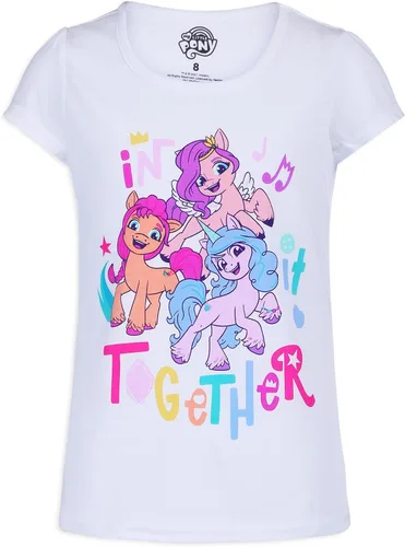 Vista 7 de My Little Pony Hasbro - Conjunto de camiseta de manga corta con capucha y pantalones para niñas pequeñas y grandes, color rosa, blanco y azul
