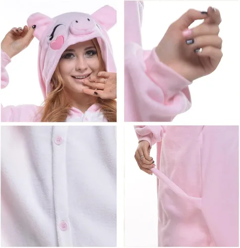 Vista 4 de NEWCOSPLAY Unisex Animal Onesie Adult Plush One Piece Pajamas Cosplay Costume