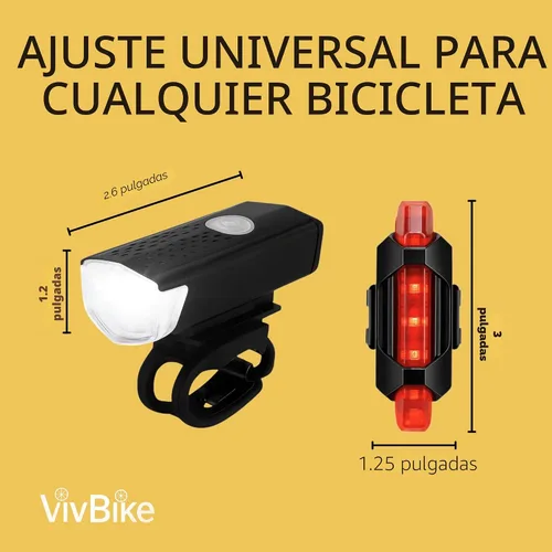 Vista 6 de HerTime2 VivBike Rechargeable Bike Light – LED Bicycle Headlight, USB-C Charging, Waterproof, Multiple Lighting Modes