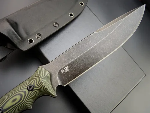 Vista 4 de Eafengrow EF128 Cuchillo de hoja fija DC53 Hoja de acero, mango G10 de dos tonos, cuchillo de hoja fija de espiga completa, cuchillo recto