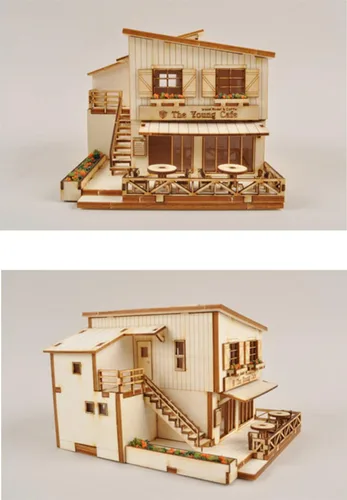 Vista 3 de Kit de modelo de madera de escritorio Cafe in House por Young Modeler