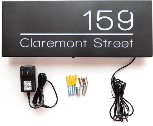 Vista 6 de Números LED de casa de 12 V para la calle retroiluminada, personalizada, números de casa modernos, placa de dirección iluminada con LED