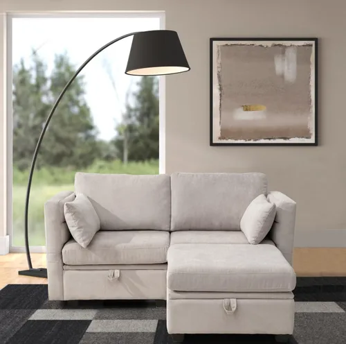 Vista 31 de Sofá de dos plazas con asientos de almacenamiento, seccional modular pequeño para espacios pequeños con brazos y respaldos reclinables, sofá de 2