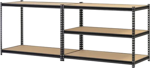 Vista 3 de EDSAL UR245AZ-BLK Estante de almacenamiento de acero, 5 estantes ajustables, capacidad de 4000 libras, 72 pulgadas de alto x 48 pulgadas de ancho x