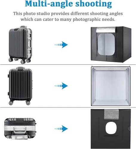 Vista 4 de Caja de estudio fotográfico, 32 x 32 x 32 pulgadas, caja de luz plegable portátil para fotografía, tienda de campaña con luces LED CRI95+ regulables