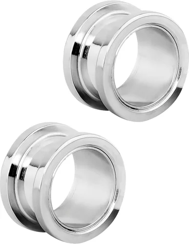 Vista 13 de Aretes expansores de oreja a rosca, de acero inoxidable, de 0.04" a 0.63", se venden por par.