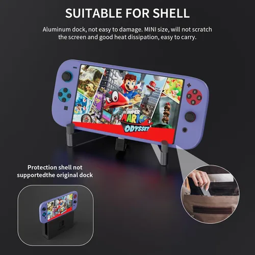 Vista 5 de Electight Estación de acoplamiento de TV para Nintendo SwitchSwitch OLED, base de interruptor de aluminio mejorada, salida HDMI 4K, base de carga