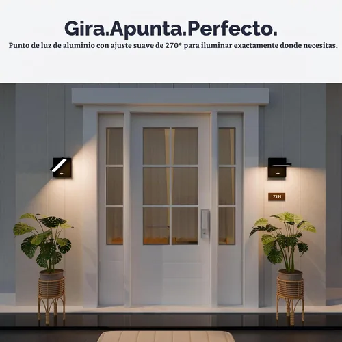 Vista 2 de Lustrlach Lámpara LED de pared con sensor de movimiento para exteriores, montaje en pared exterior con cabezal de lámpara ajustable para casa Gris