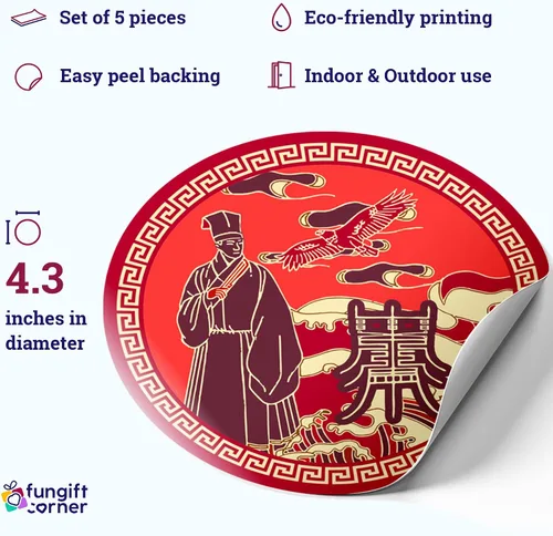 Vista 3 de Académico con amuleto de águila Feng Shui, símbolo de Feng Shui para grandes honores y distinción, juego de 5 calcomanías decorativas, 4.3 pulgadas